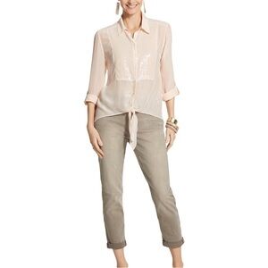 Chico’s Sparkling Tie-Front Taja Shirt Size Large (2)